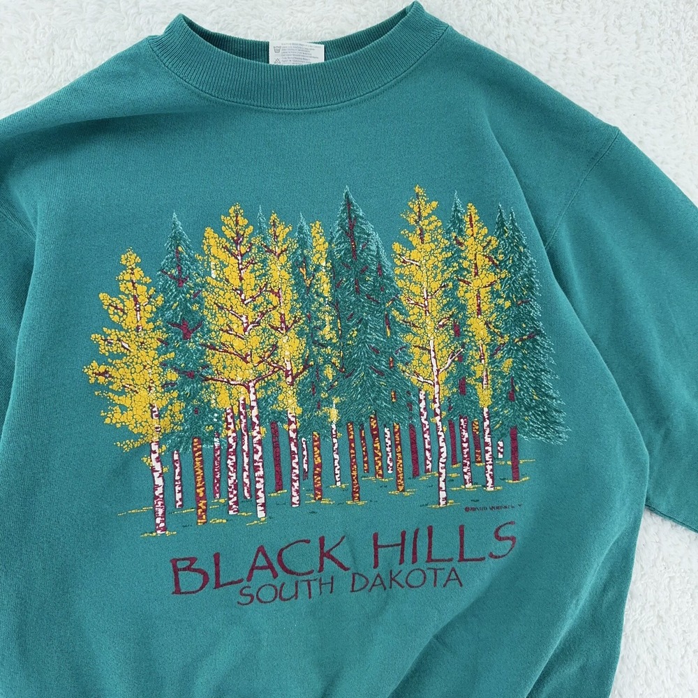 vintage 90s BLACK HILLS SOUTH DAKOTA‎ CREWNECK SWEATSHIRT SMALL nature autumn